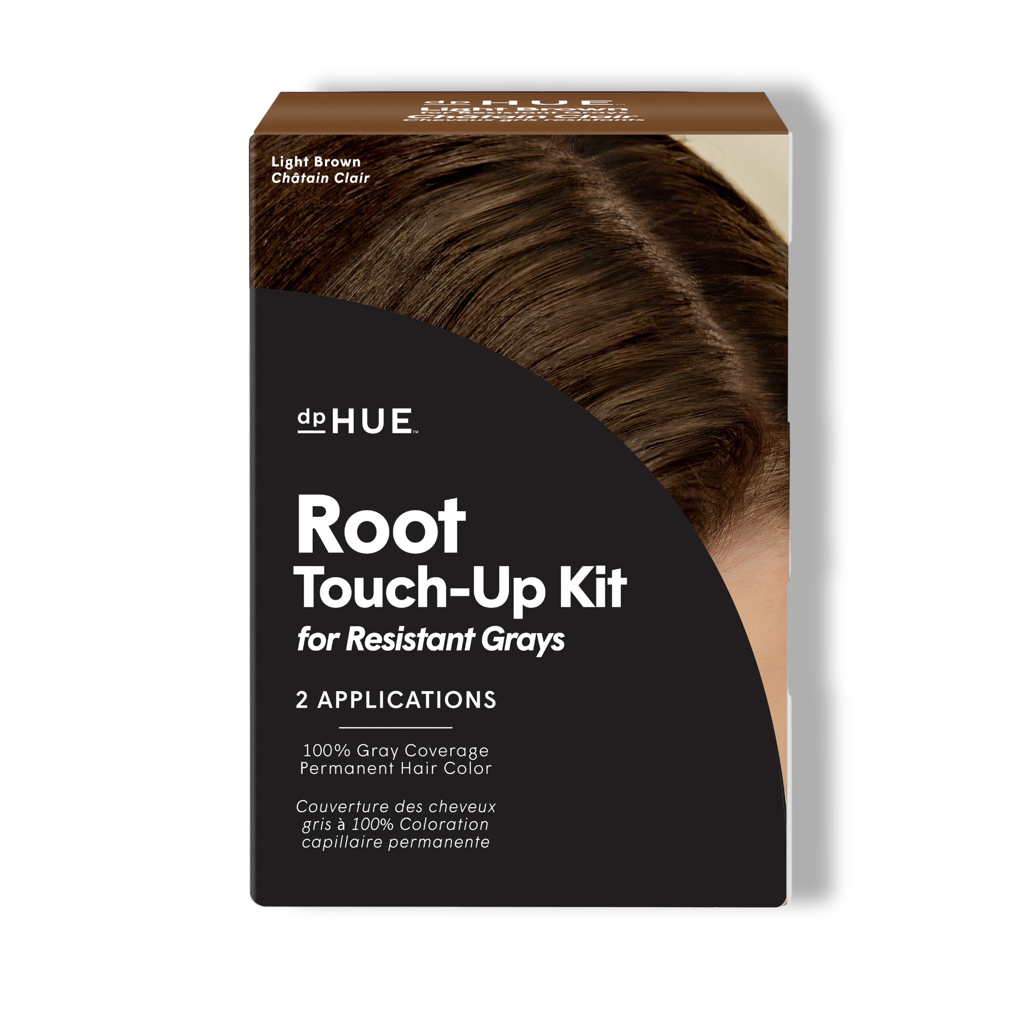 dpHUE Root Touch-Up Kit in light brown packaging for lasting gray coverage
