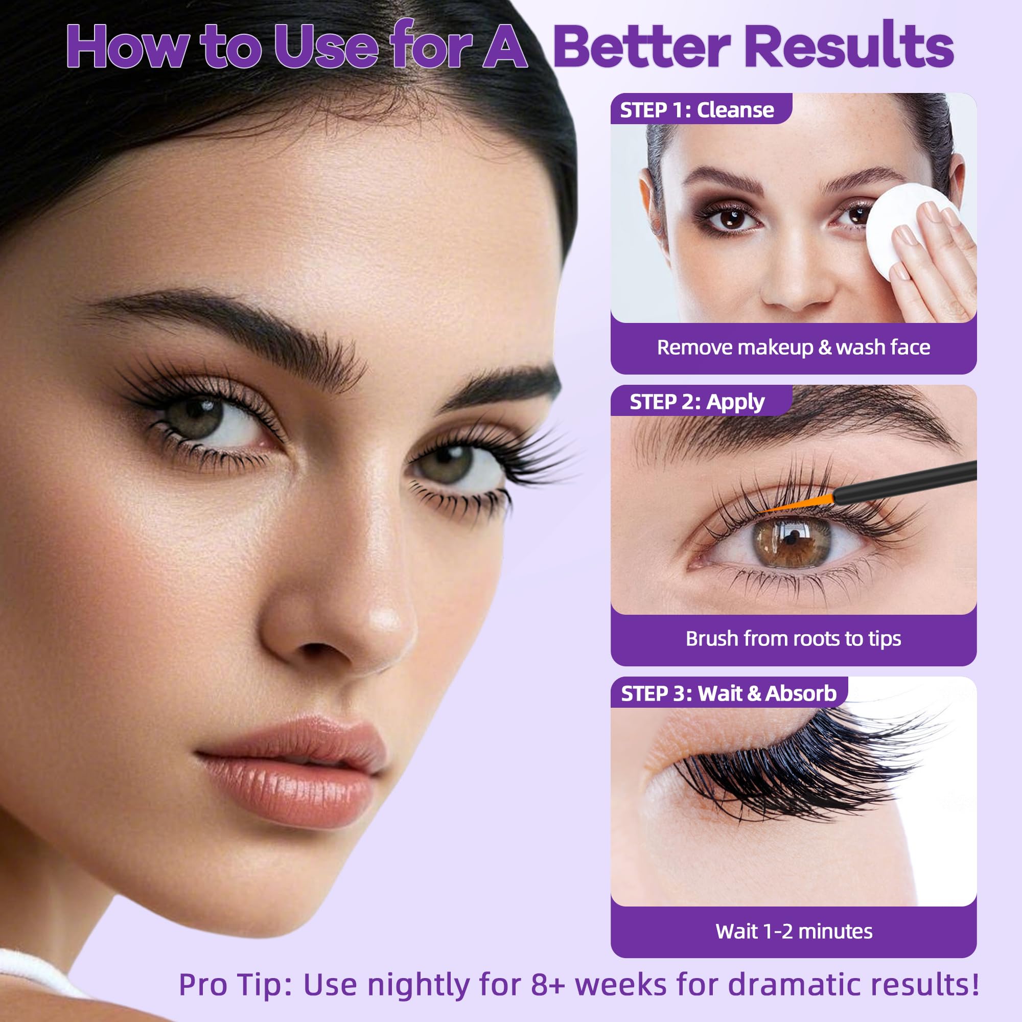 DQOJVU Natural plant extracts highlight gentle lash conditioning.