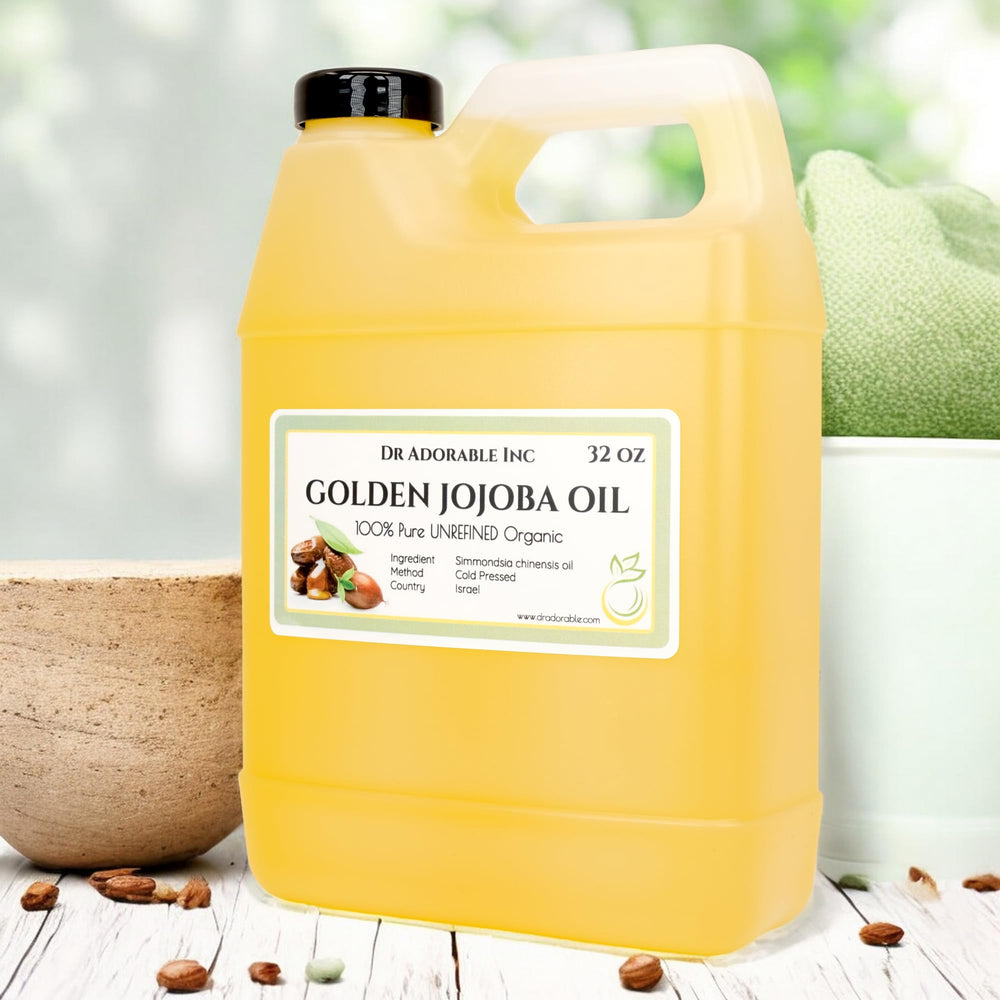 Dr Adorable Golden Jojoba Oil pour showing fast absorption on damp skin.