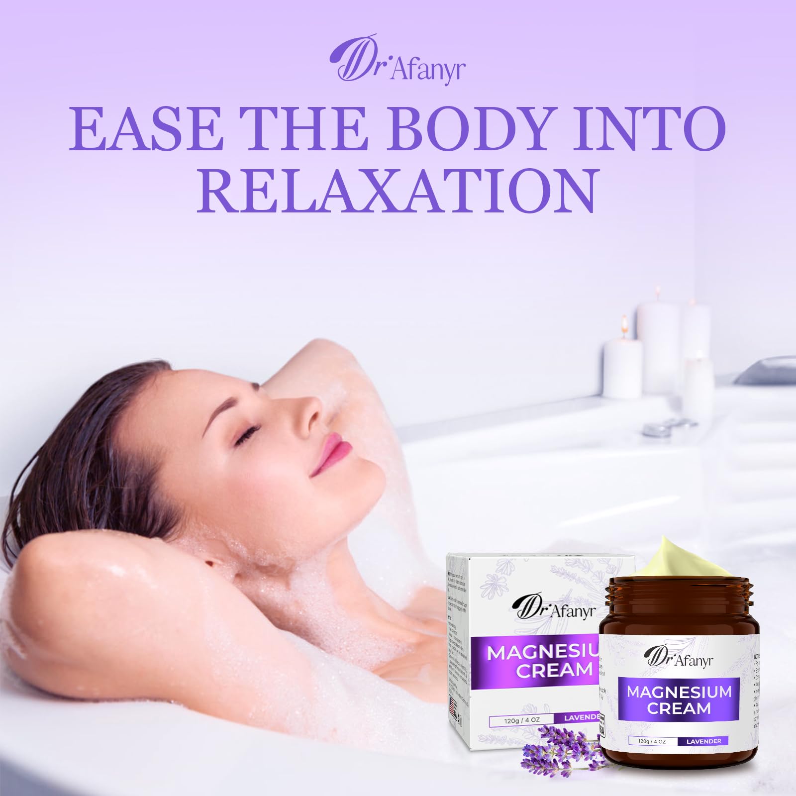 DR.Afanyr lavender cream jar close-up with soothing texture and quick absorption.