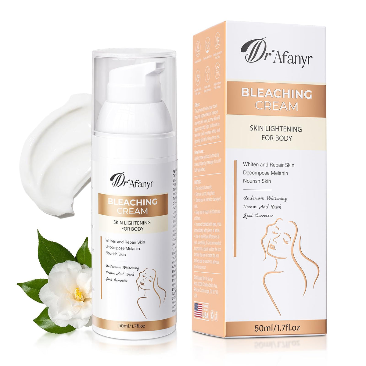 DR.Afanyr skin-bleaching-cream bottle application for smoother skin