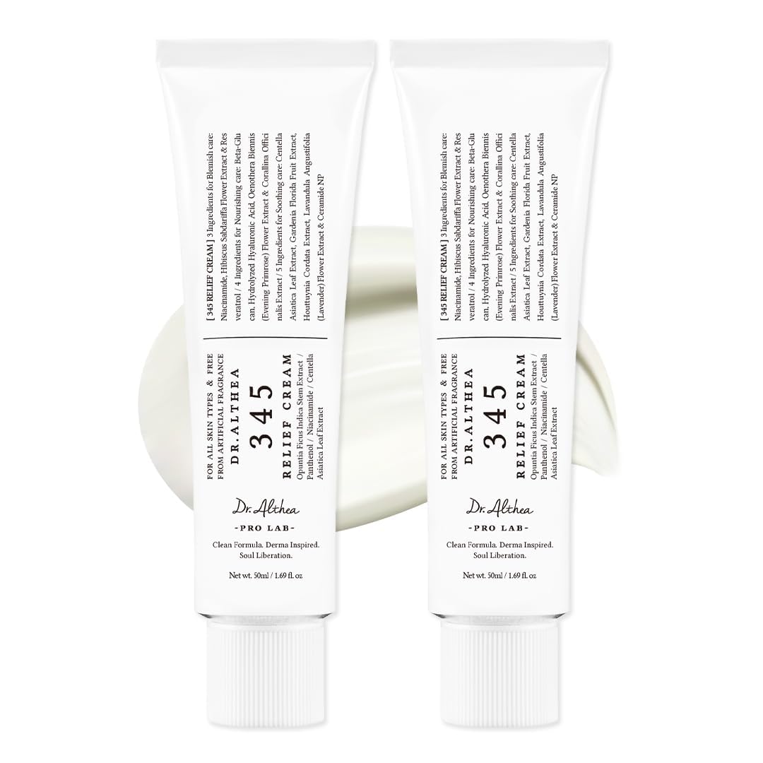 Dr.Althea 345 Relief Cream bottle with soothing, non-greasy daily hydration.