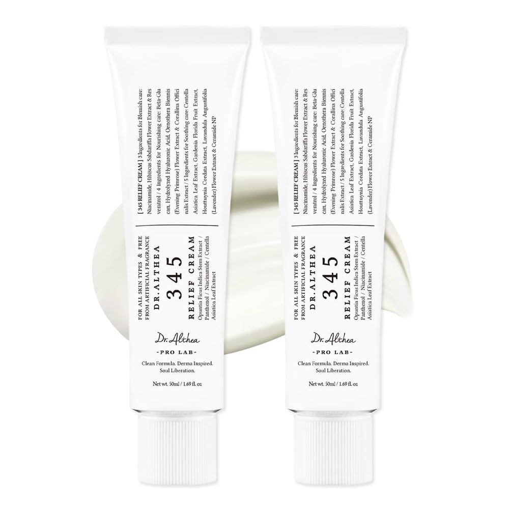 Dr.Althea 345 Relief Cream bottle with soothing, non-greasy daily hydration.