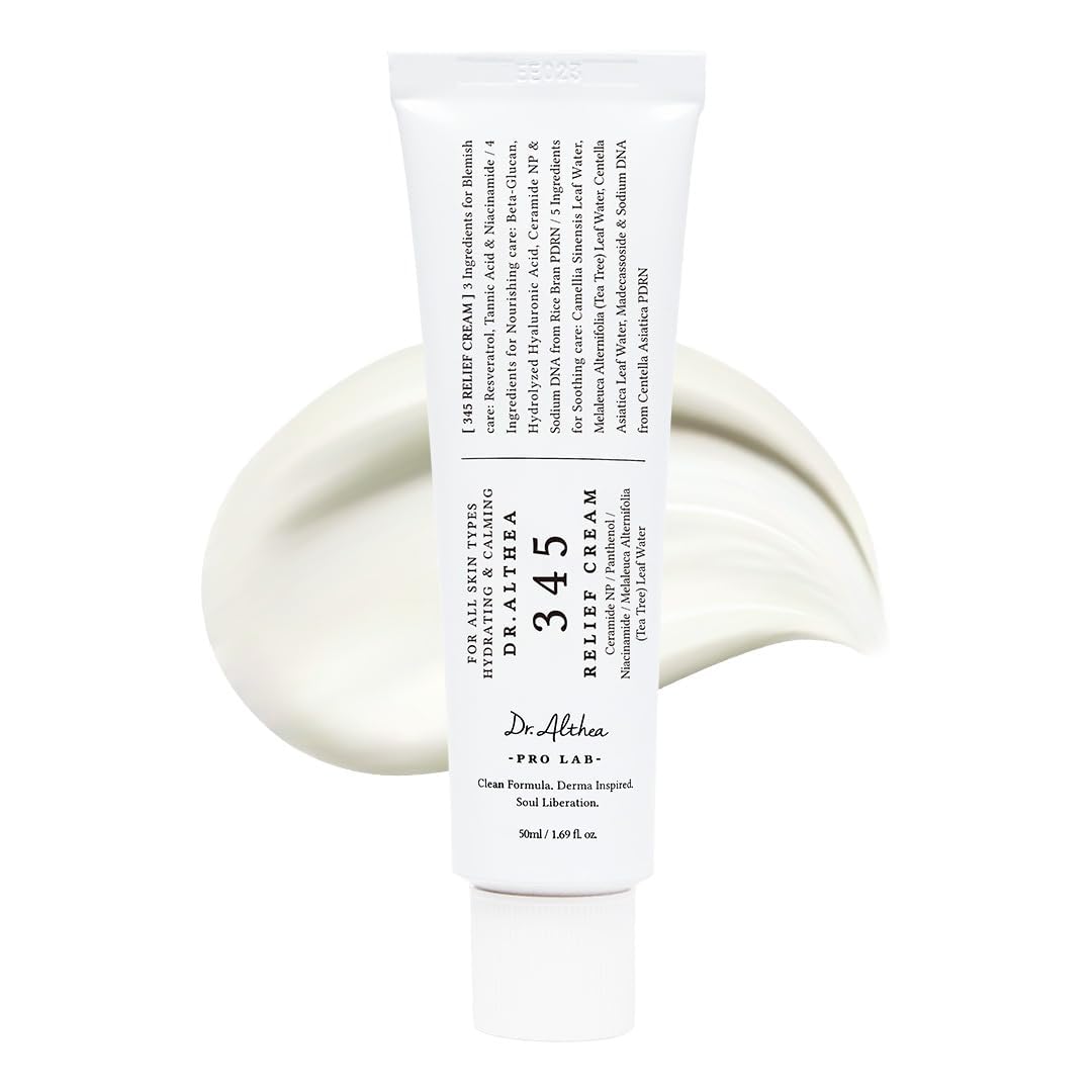 Dr.Althea 345 Relief Cream bottle for daily blemish care and hydration.