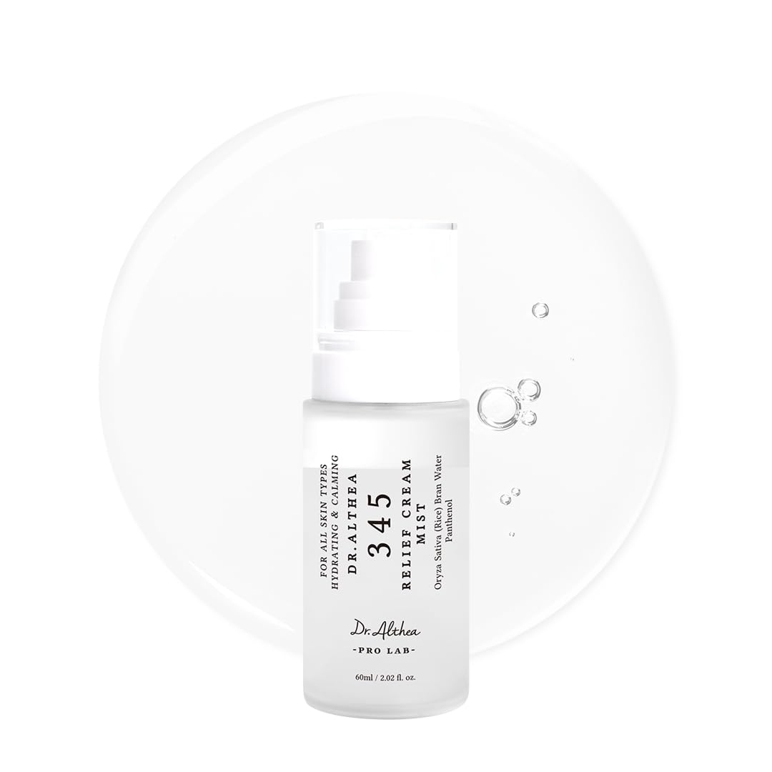 Dr.Althea 345 Relief Cream Mist bottle, quick hydrating spray for on-the-go use.
