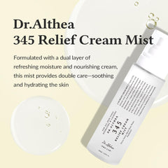 Dr.Althea 345 Relief Cream Mist with hyaluronic acid for deep moisture.