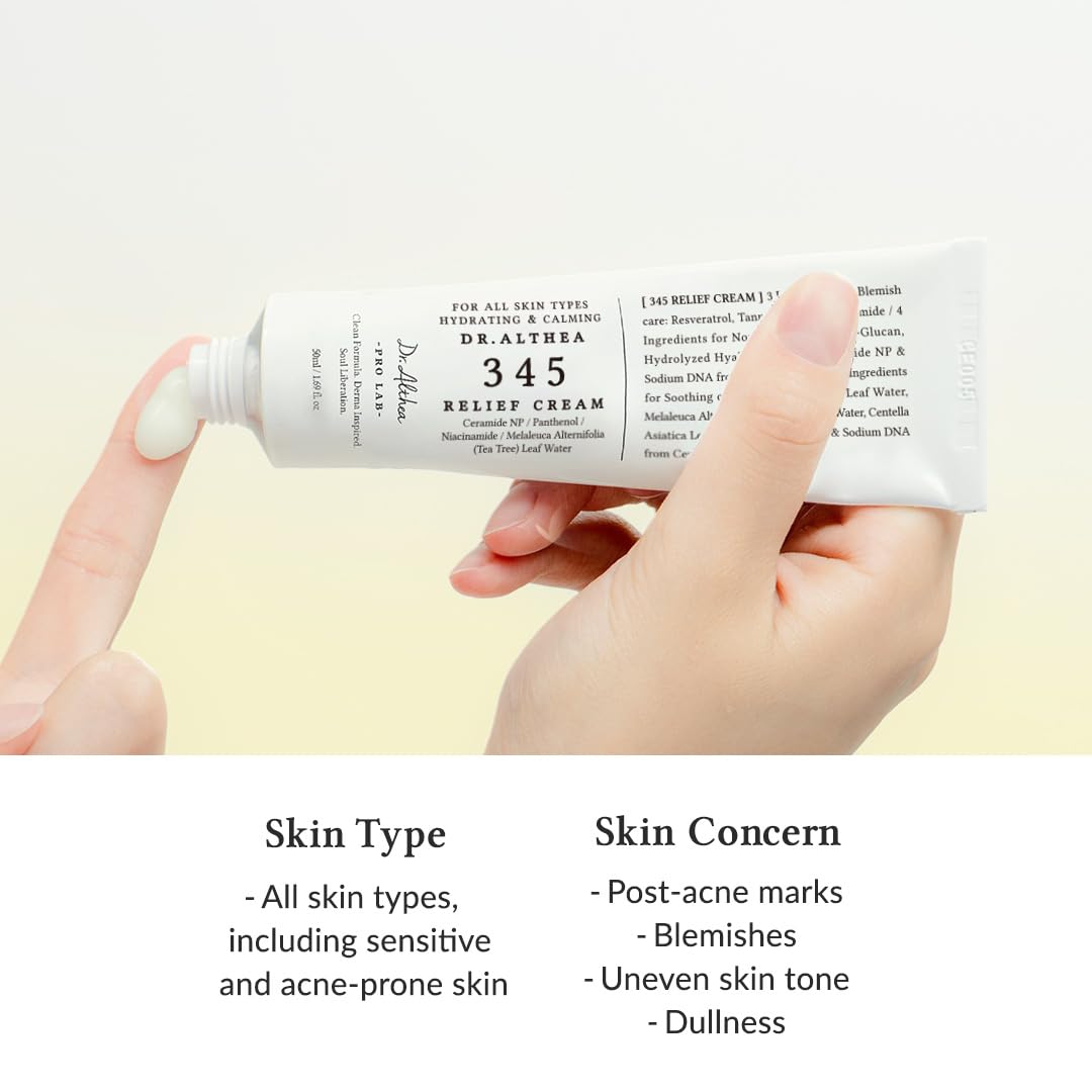 Tea Tree Water soothes sensitive skin in Dr.Althea 345 Relief Cream.