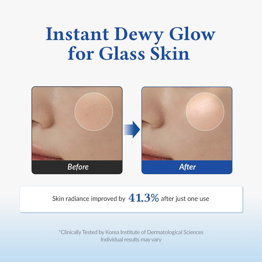 Dr.Althea Aqua Marine Jelly Mist applied to cheek for dewy glow