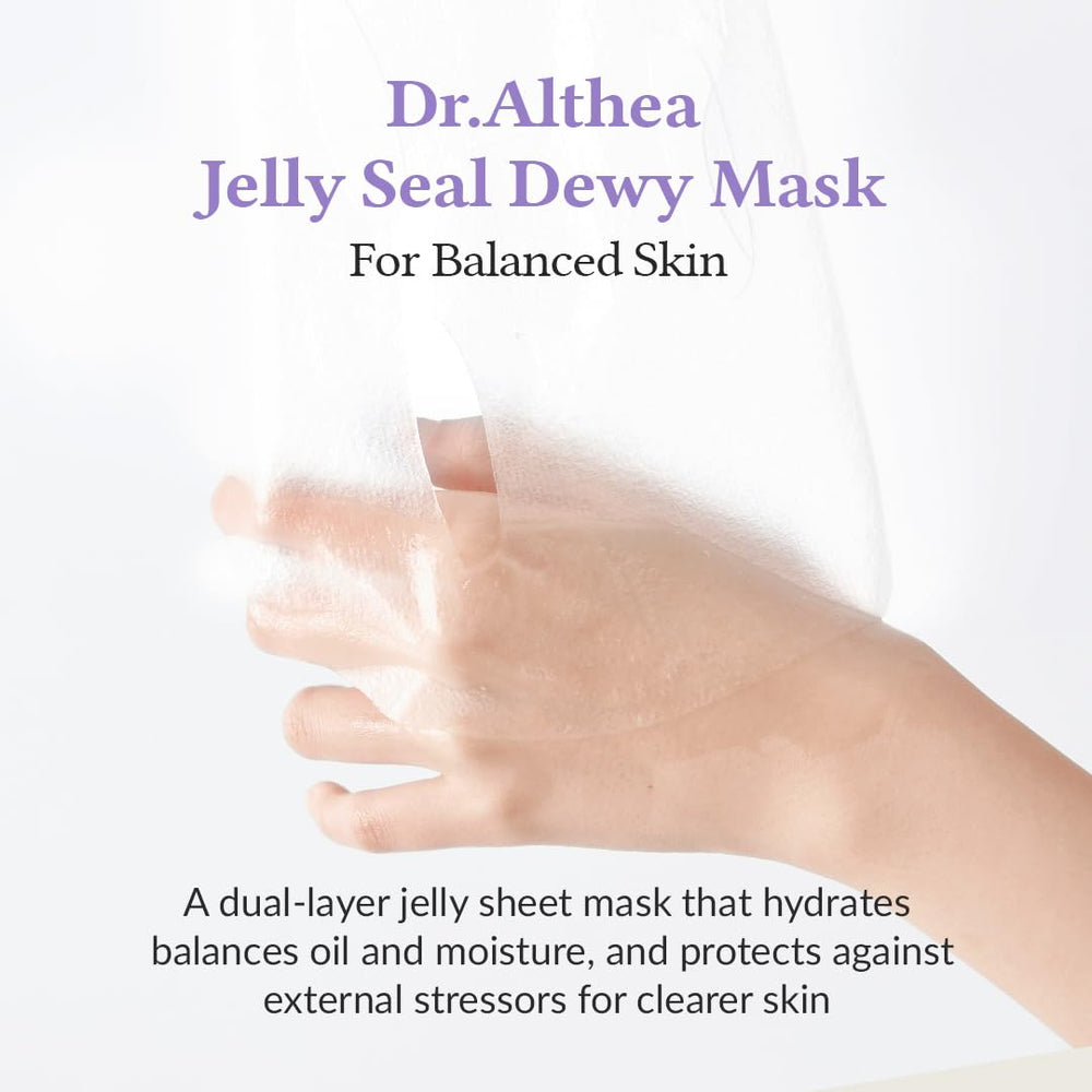 Dr.Althea Jelly Seal Dewy Mask soft gauze sheet enhances absorption for lasting moisture.