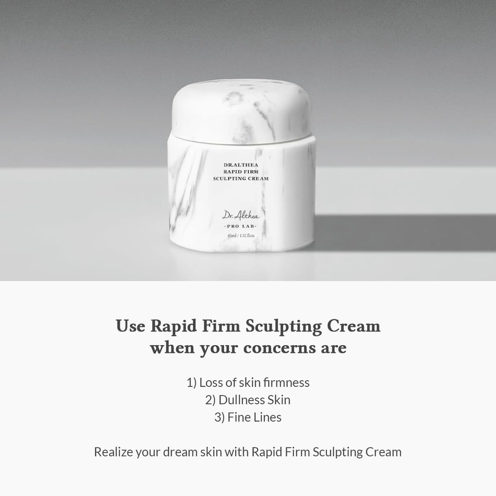 Vegan certification label emphasized on Dr.Althea Rapid Firm Sculpting Cream.
