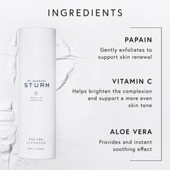Dr. Barbara Sturm Enzyme Cleanser texture close-up, fine powder transforming into foam for gentle exfoliation.