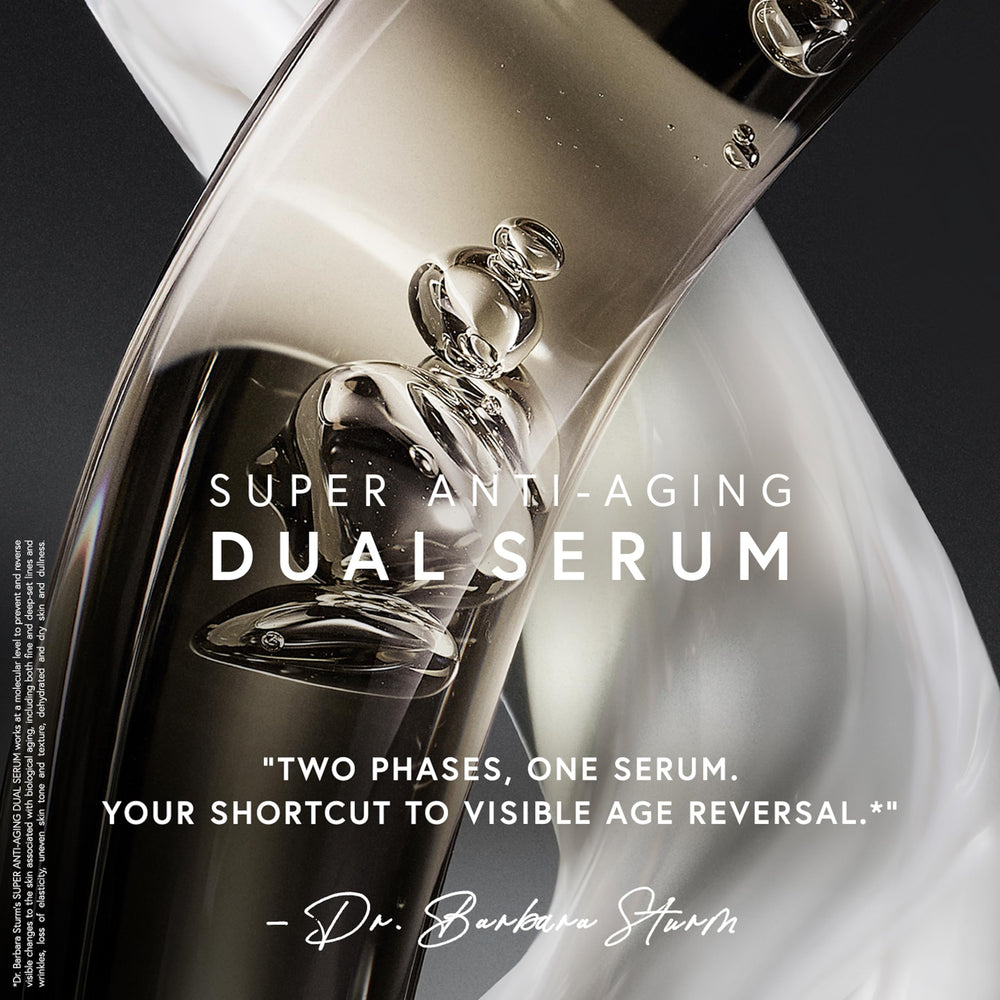 Nighttime routine featuring Dr. Barbara Sturm serum beside other products.