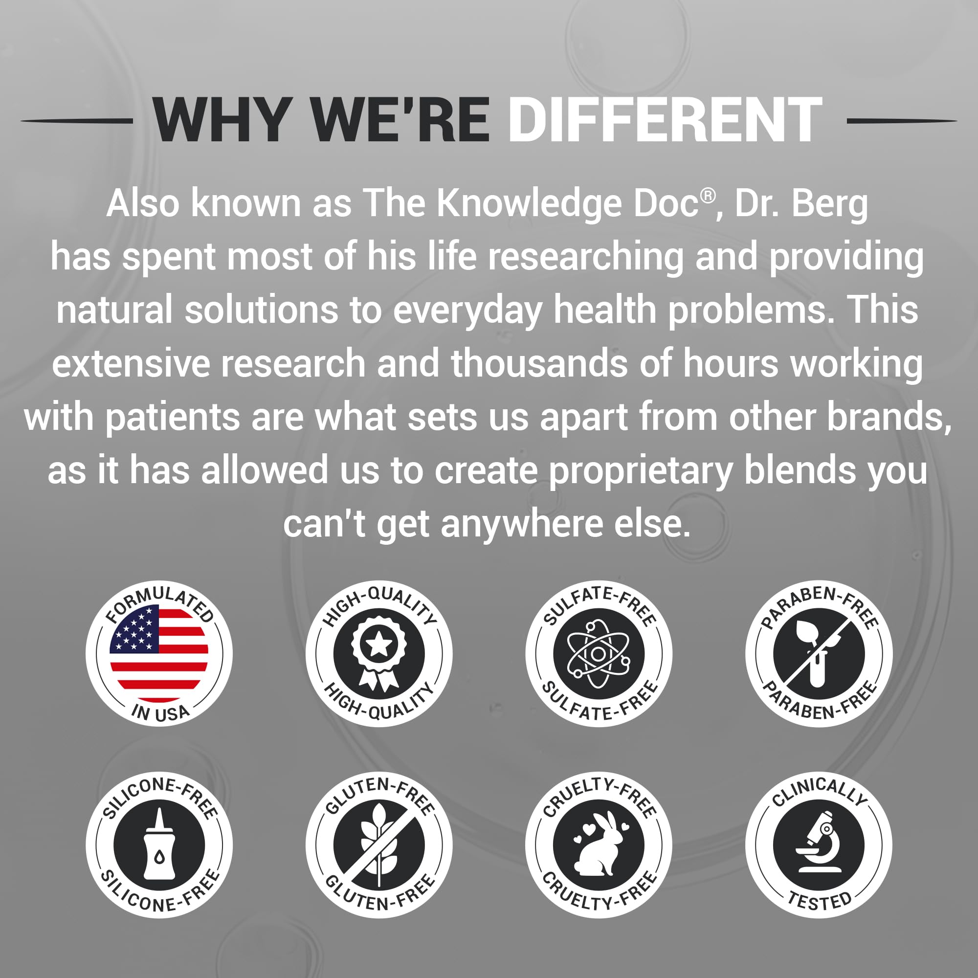 Dr. Berg packaging emphasizes clean, paraben-free formula.