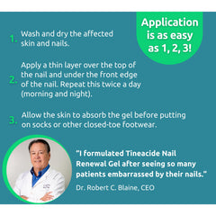 Dr. Blaine's Tineacide softened nails close-up demonstrates easier trimming and shaping.