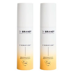 Dr. Brandt Bright This Way C Scription bottle with pour hints at radiant, even-toned skin.