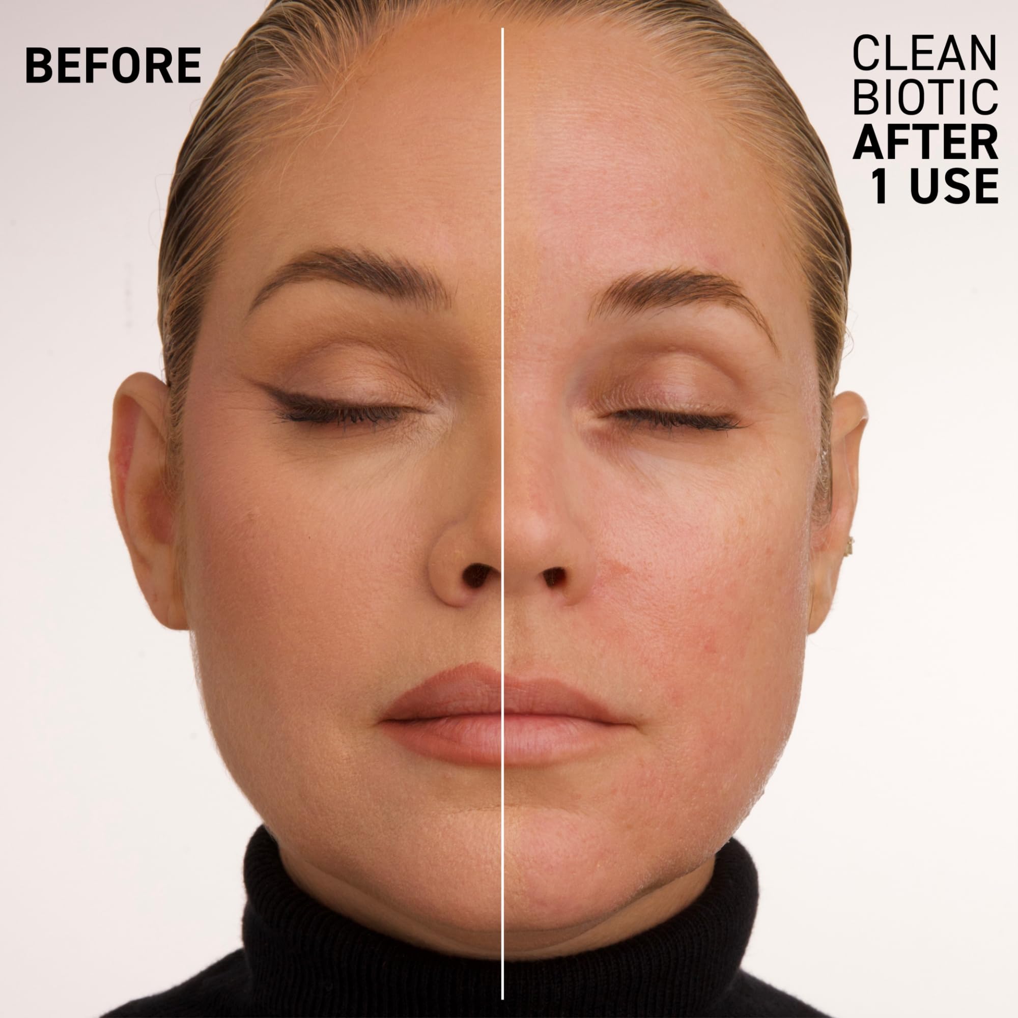 Dr. Brandt Clean Biotic cleanser foam on skin demonstrates makeup removal