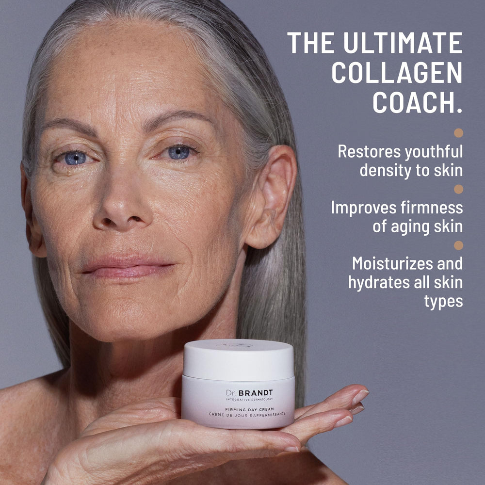 Dr Brandt Dare to Age Firming Day Cream packaging on shelf.
