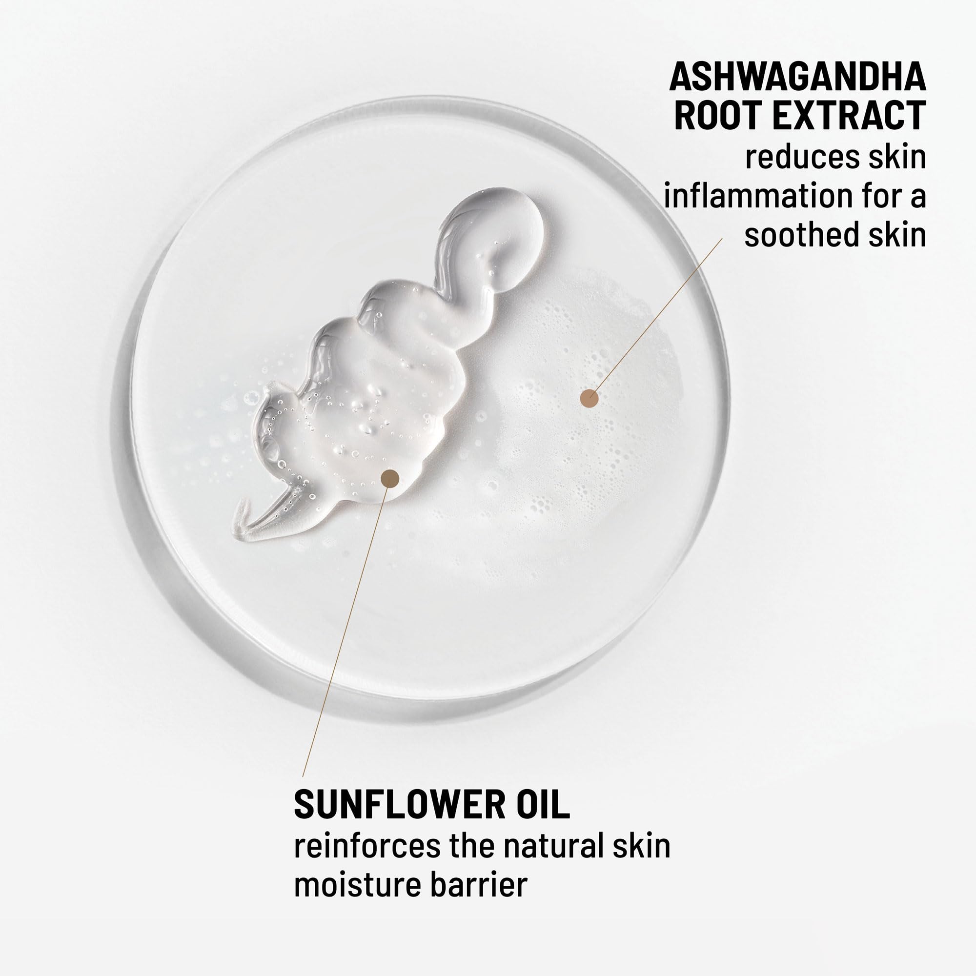 Dr. Brandt formula includes ashwagandha and sunflower oil for soothing hydration