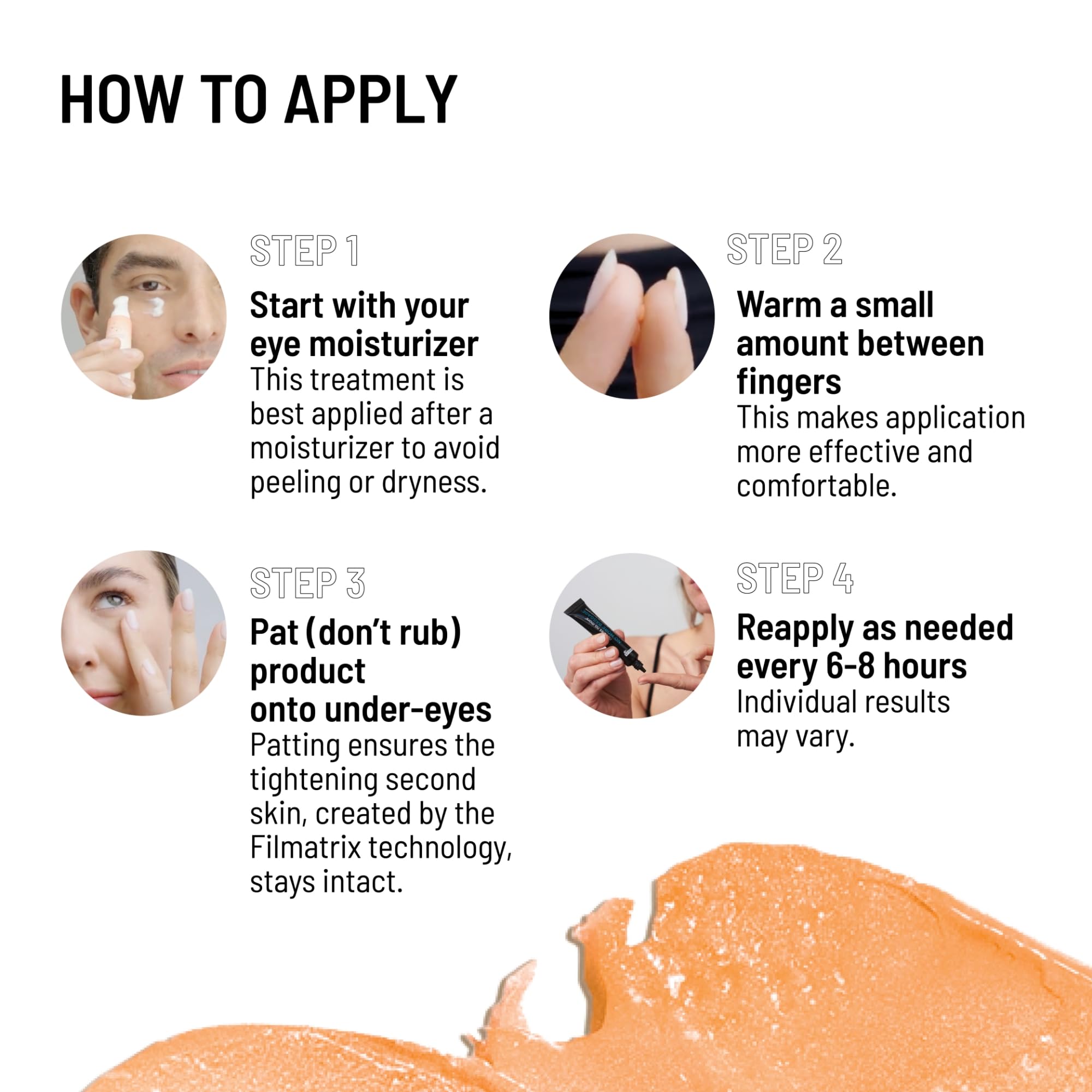 Dr. Brandt Needles No More Baggage eye-area application demonstrated for targeted de-puffing.