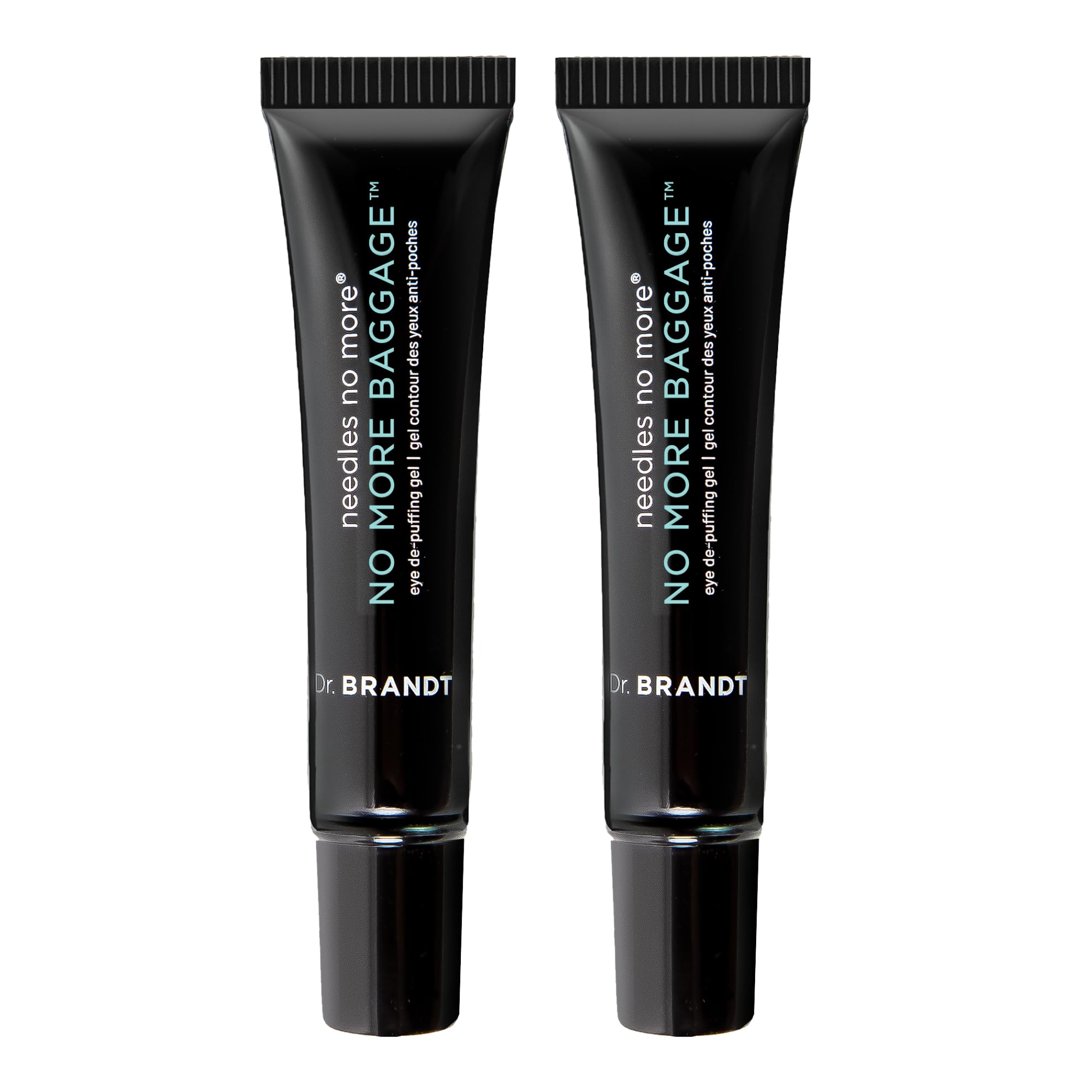 Dr. Brandt Needles No More Baggage eye gel tube close-up for sensitive eye area.