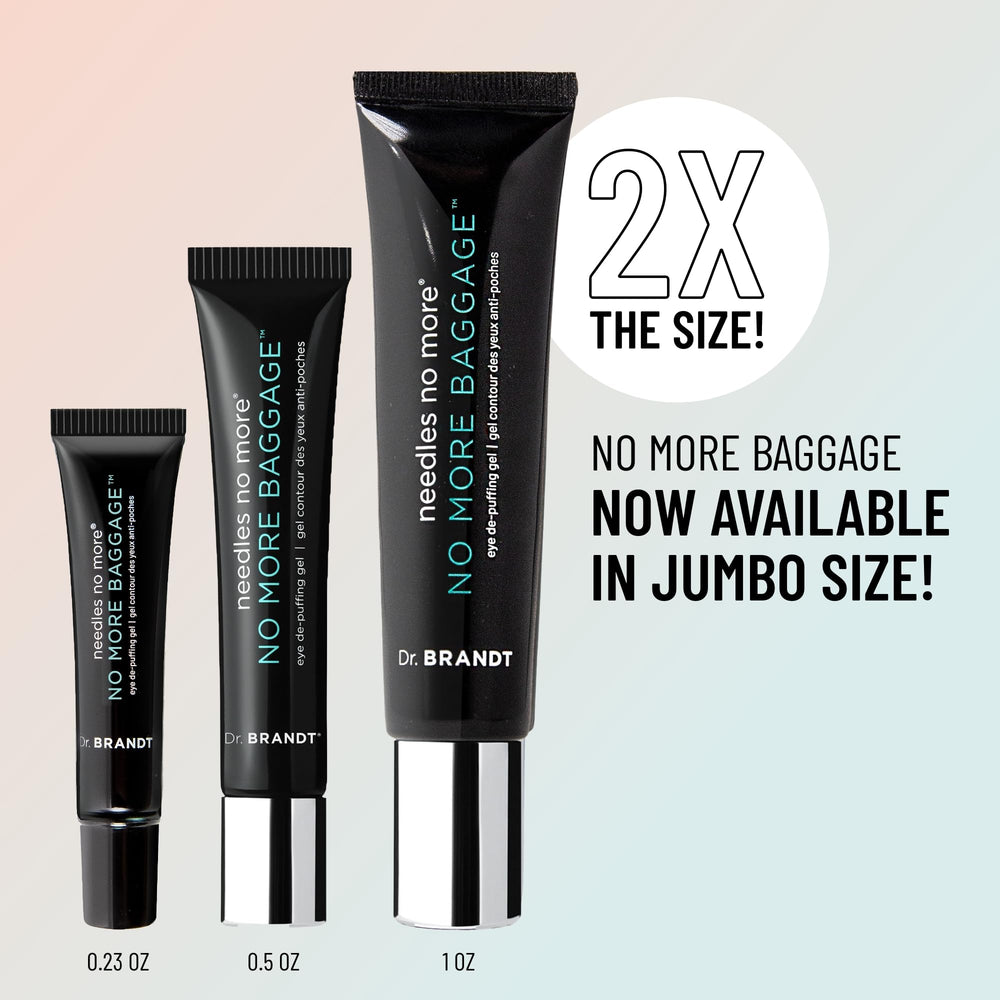 Dr. Brandt Needles No More Baggage warms to activate the gel texture for smooth application.