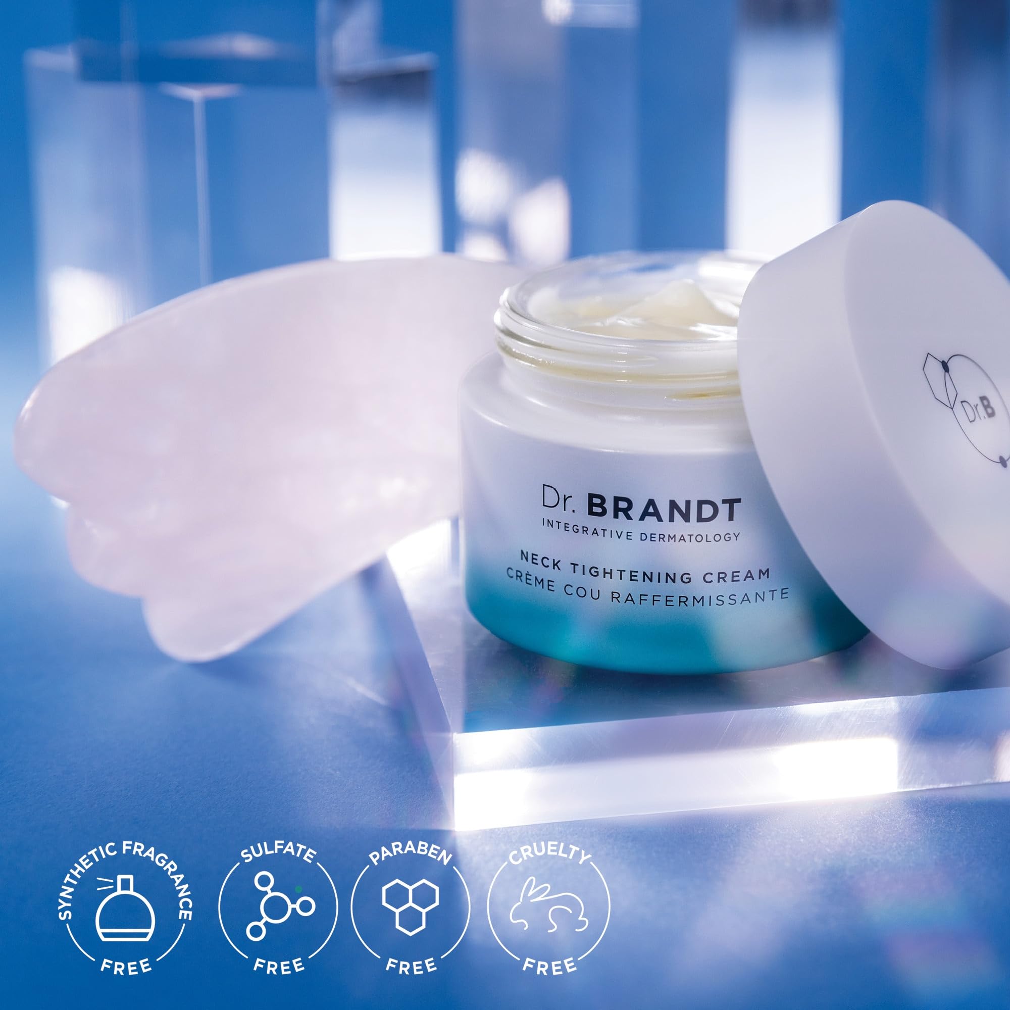 Premium skincare packaging and texture of Dr. Brandt Needles No More