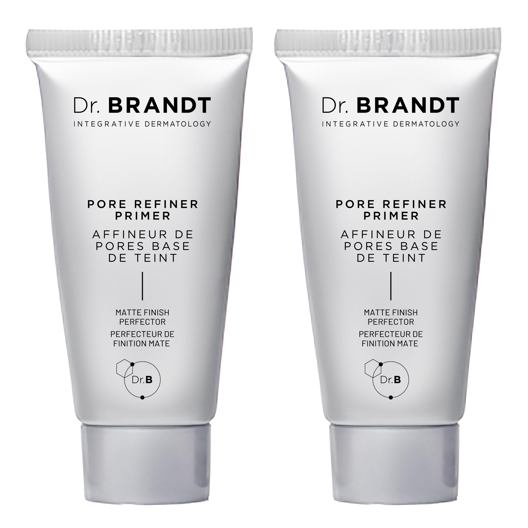 Dr. Brandt Pores No More Primer bottle showing oil absorption for a matte finish.