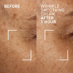 Dr. Brandt Needles No More Wrinkle Smoothing Cream shown with lightweight texture on skin.