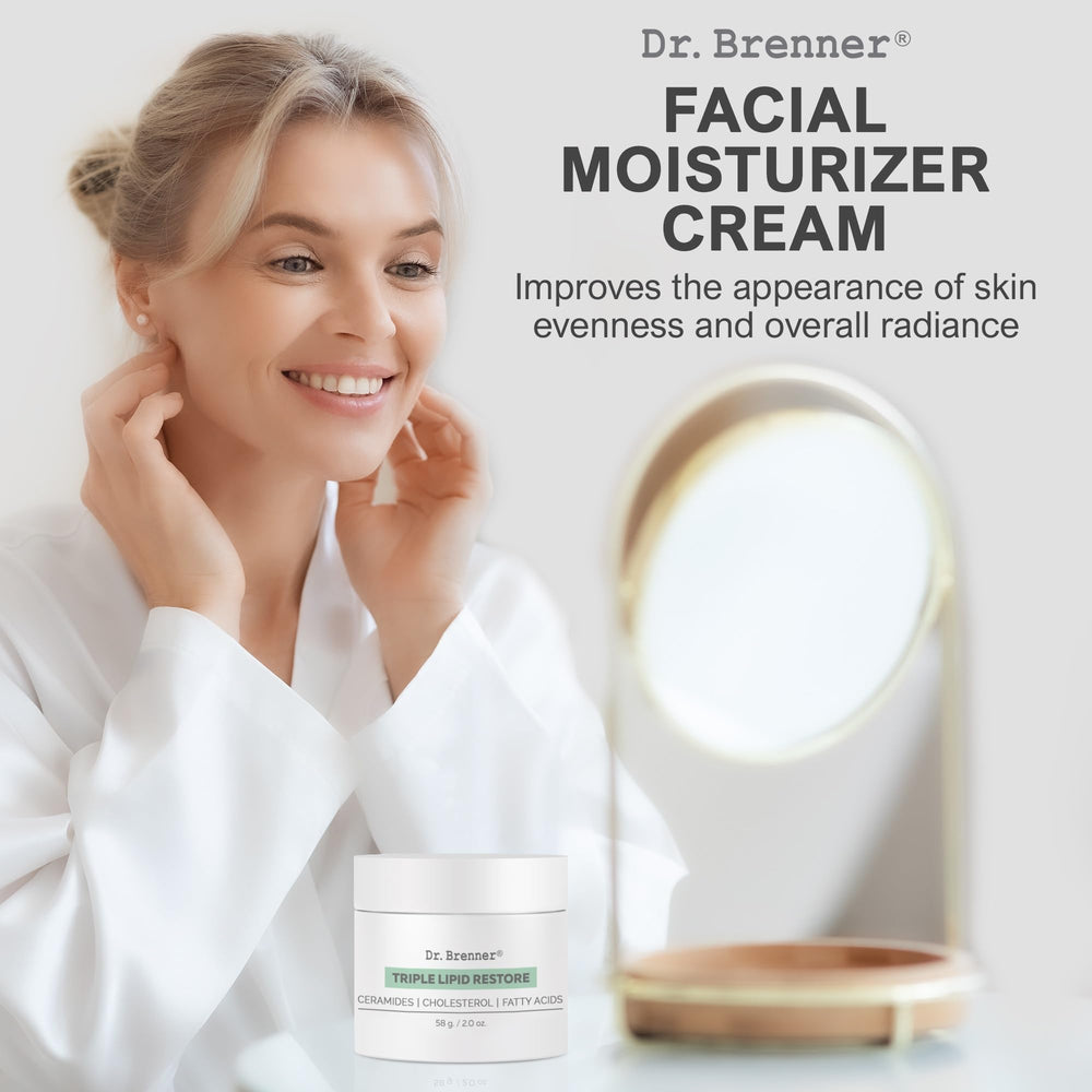 Dr. Brenner anti-aging cream on face illustrating lifting-like effect