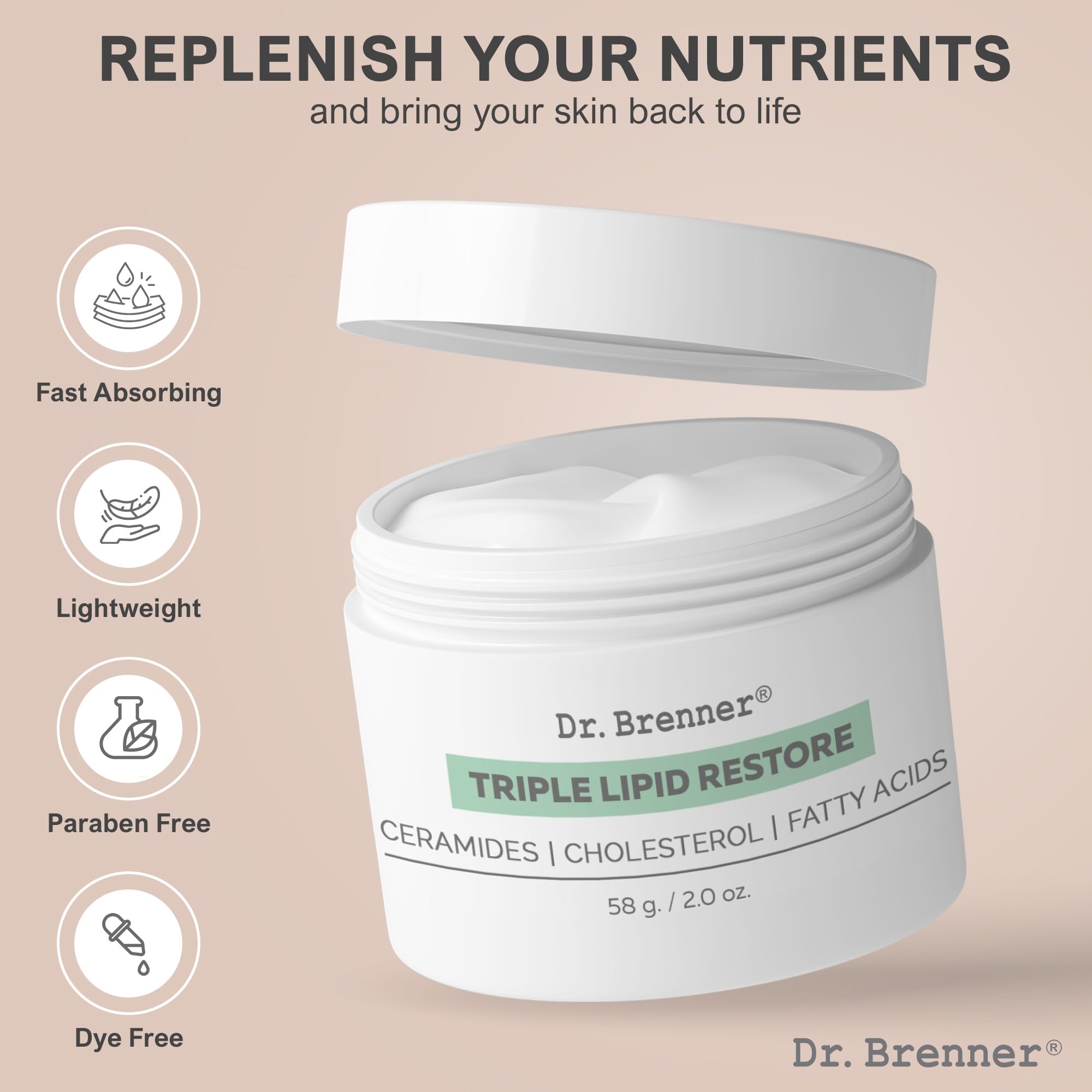 Dr. Brenner moisturizer applied to clean skin for a smooth texture