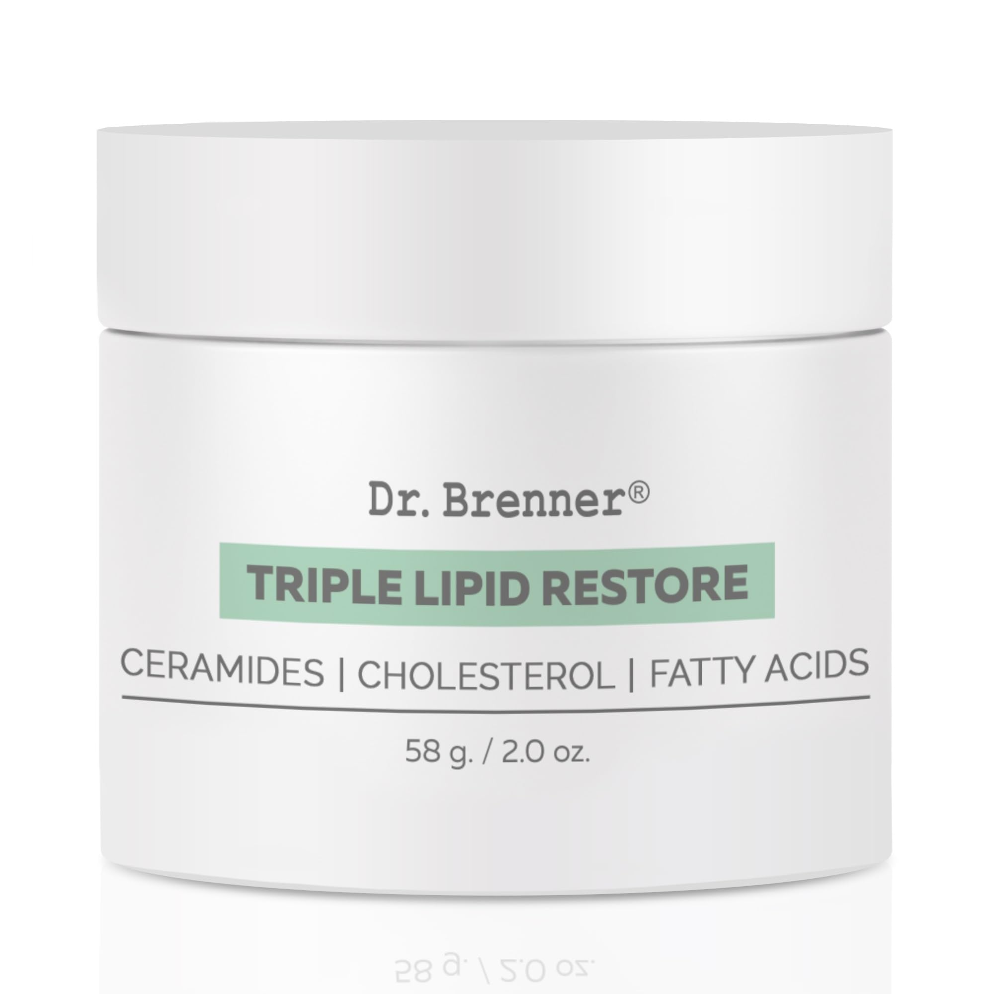 Dr. Brenner Triple Lipid Restore cream jar close-up showing hydration benefits