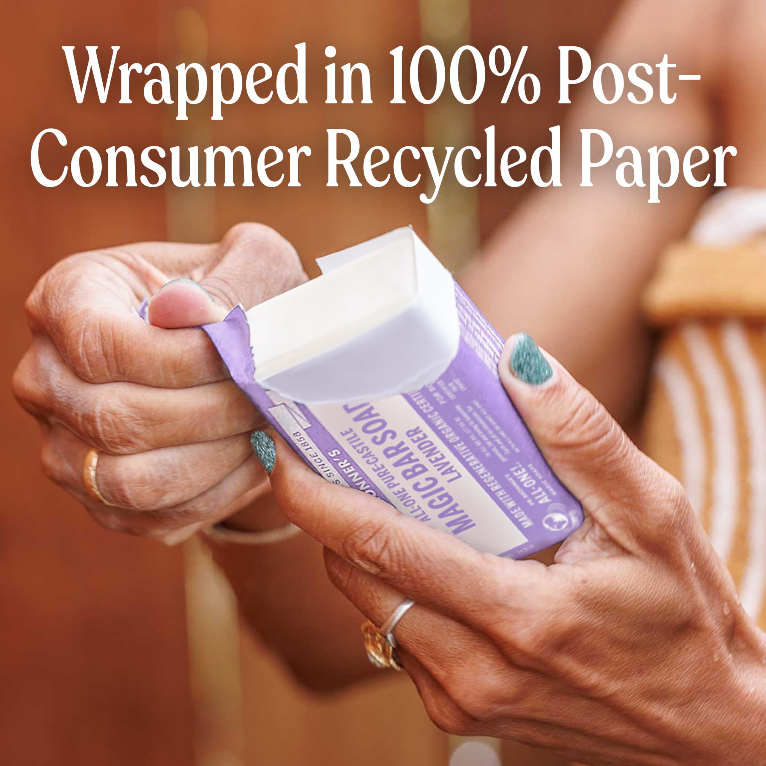 Dr. Bronner's Lavender bar provides gentle cleansing with natural ingredients.