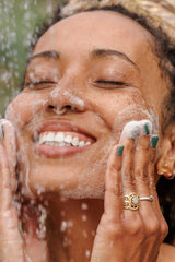 Dr. Bronner's Tea Tree Castile Soap lathers softly for gentle cleansing