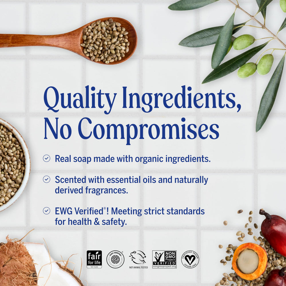 Dr. Bronner's Lavender bar uses organic oils for mild, nourishing cleanse.