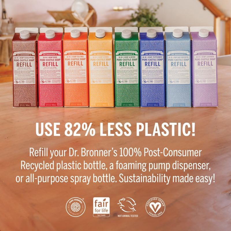 Dr. Bronner's Lavender packaging emphasizes sustainable materials and design.