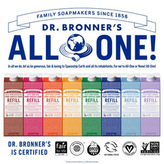Dr. Bronner's Lavender label close-up showing regenerative organic certified oils.