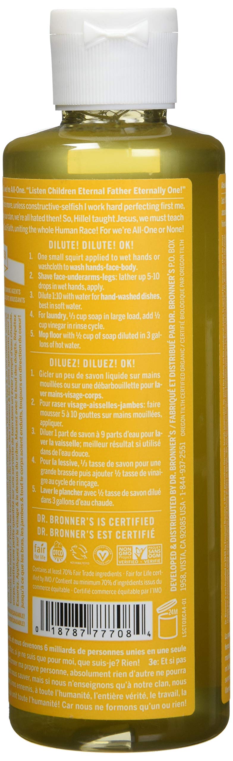 Dr Bronner's castile soap on countertop demonstrates eco-friendly cleaning