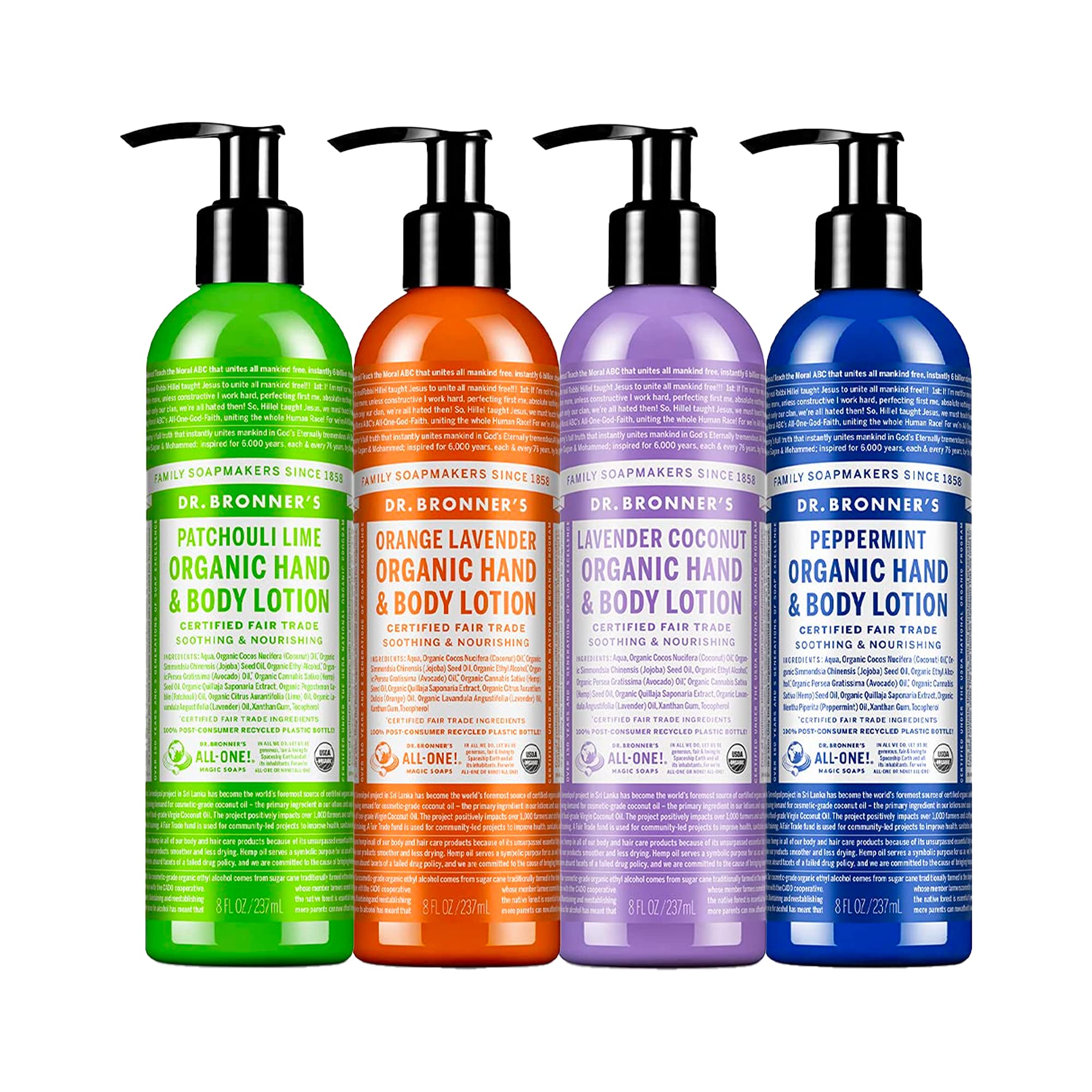Dr. Bronner's Organic Lotion Peppermint bottle for refreshing daily moisturization.
