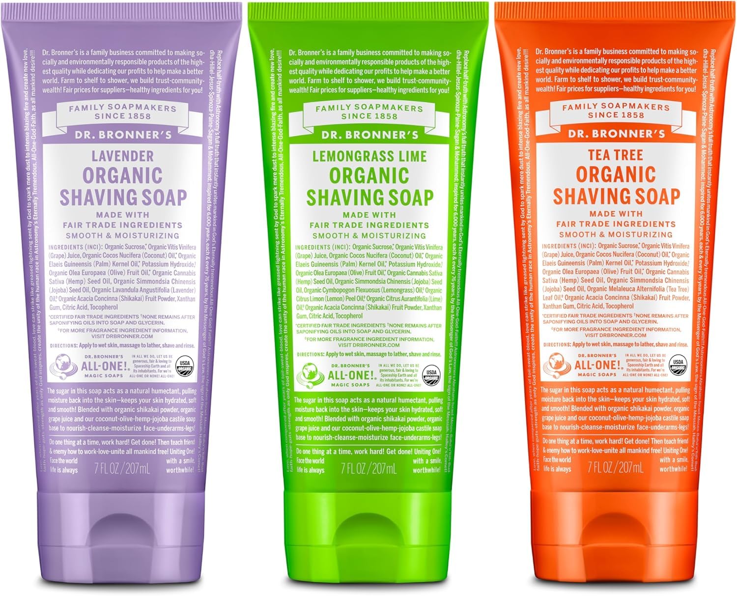 Dr. Bronner's Lavender shaving soap 7oz with rich lather for smooth shaving