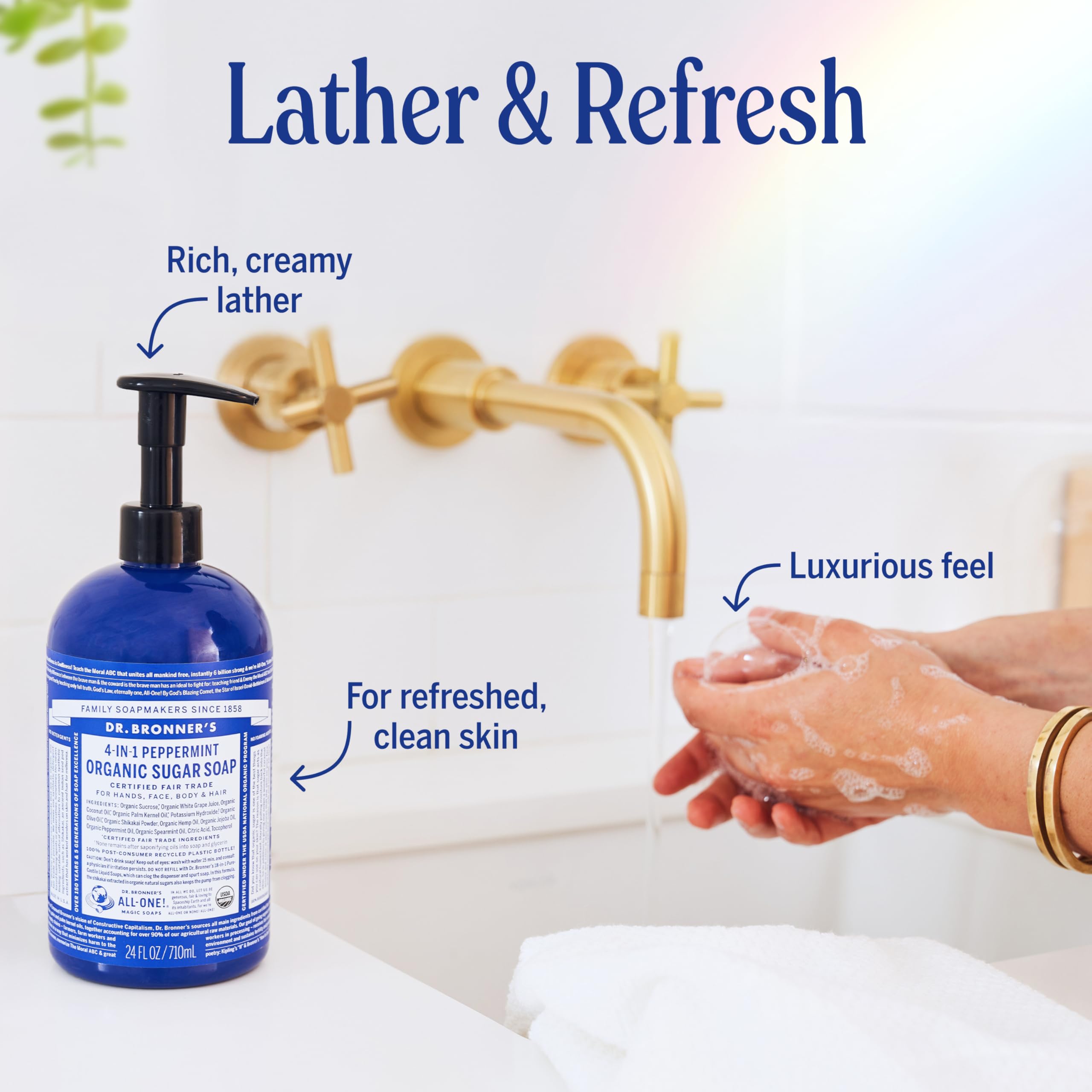 Refreshing peppermint aroma supports a calming shower experience.