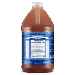 Dr. Bronner’s Peppermint Organic Sugar Soap bottle for versatile cleansing.