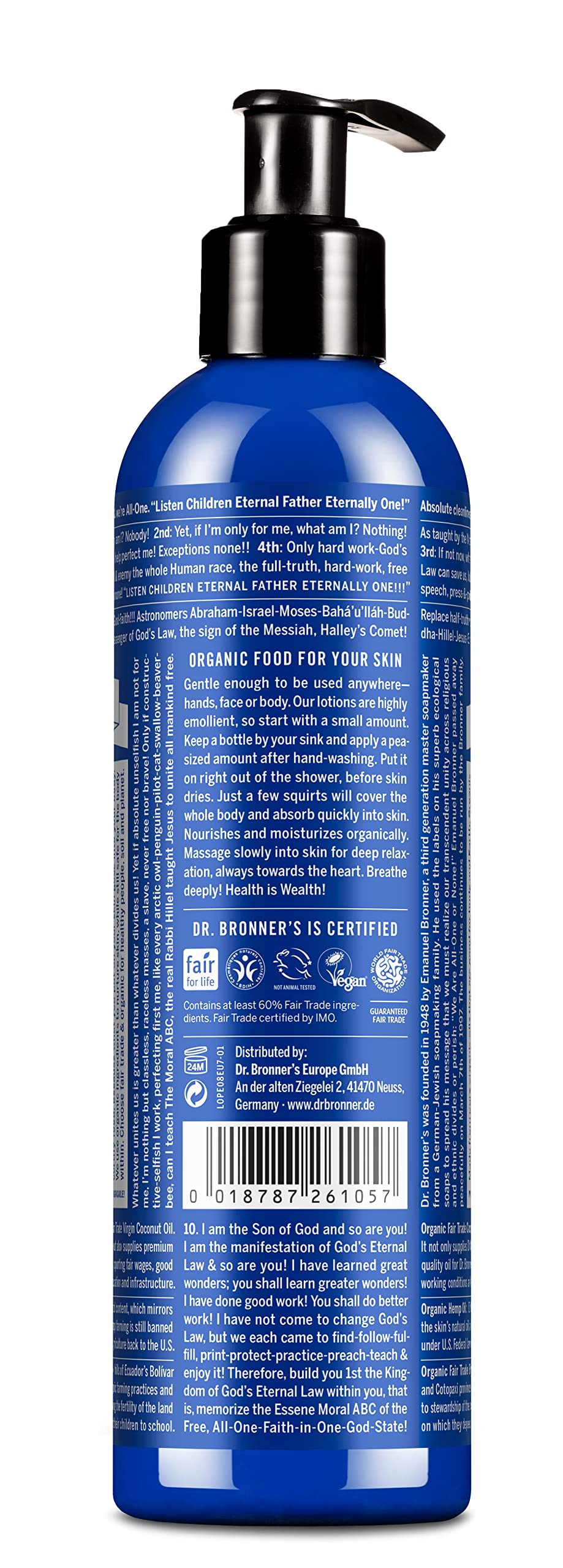 Dr Bronner's Peppermint lotion texture close-up highlighting rich, soothing oil blend.