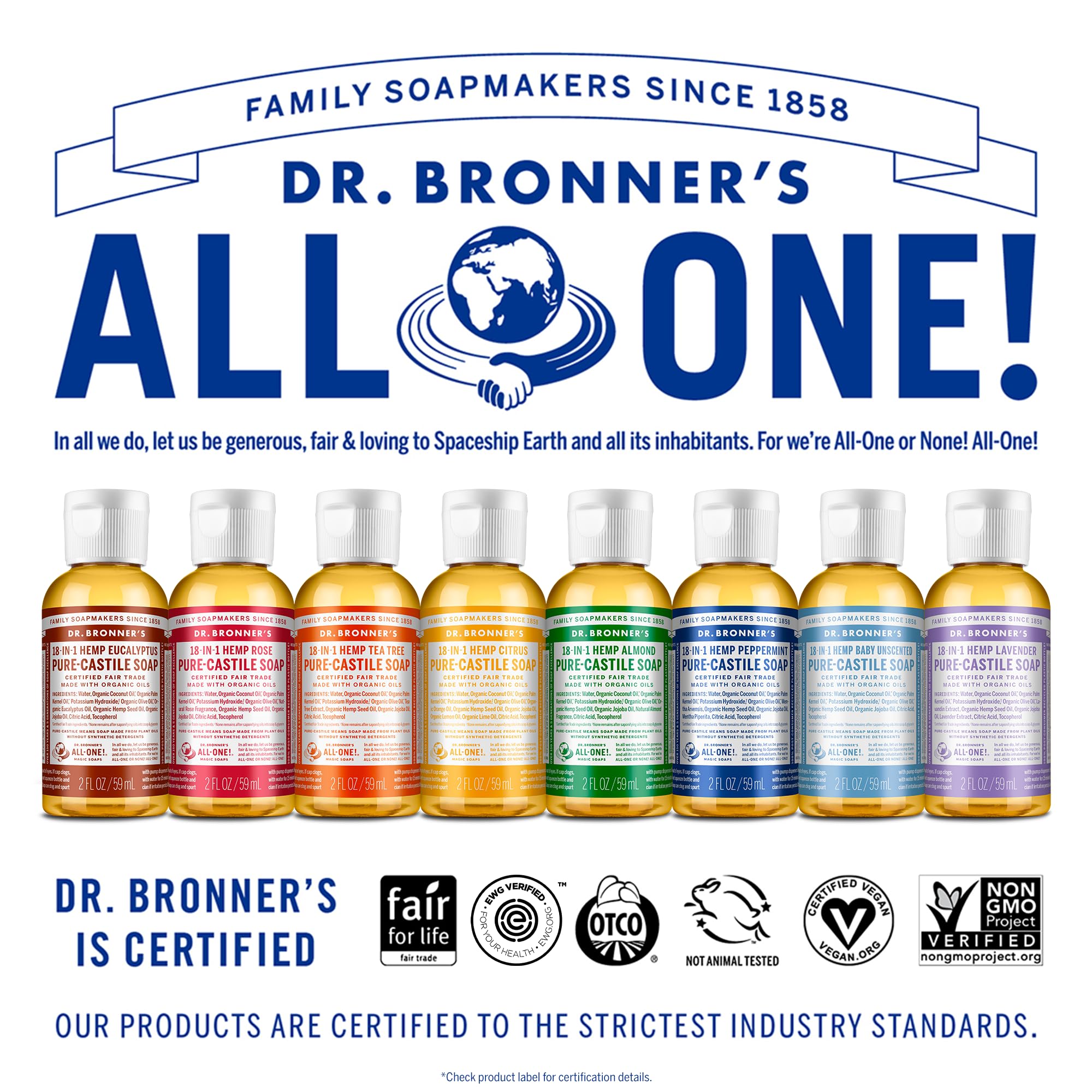 Dr. Bronner's liquid soap used for pet washing and household cleaning