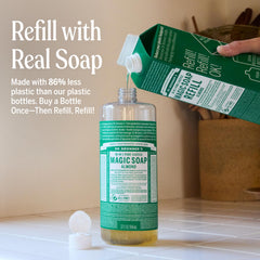 Dr. Bronner's Almond soap lather demonstrates rich, cleansing foam.