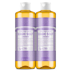 Dr. Bronner’s Pure-Castile Lavender bottle for versatile cleaning and skin care