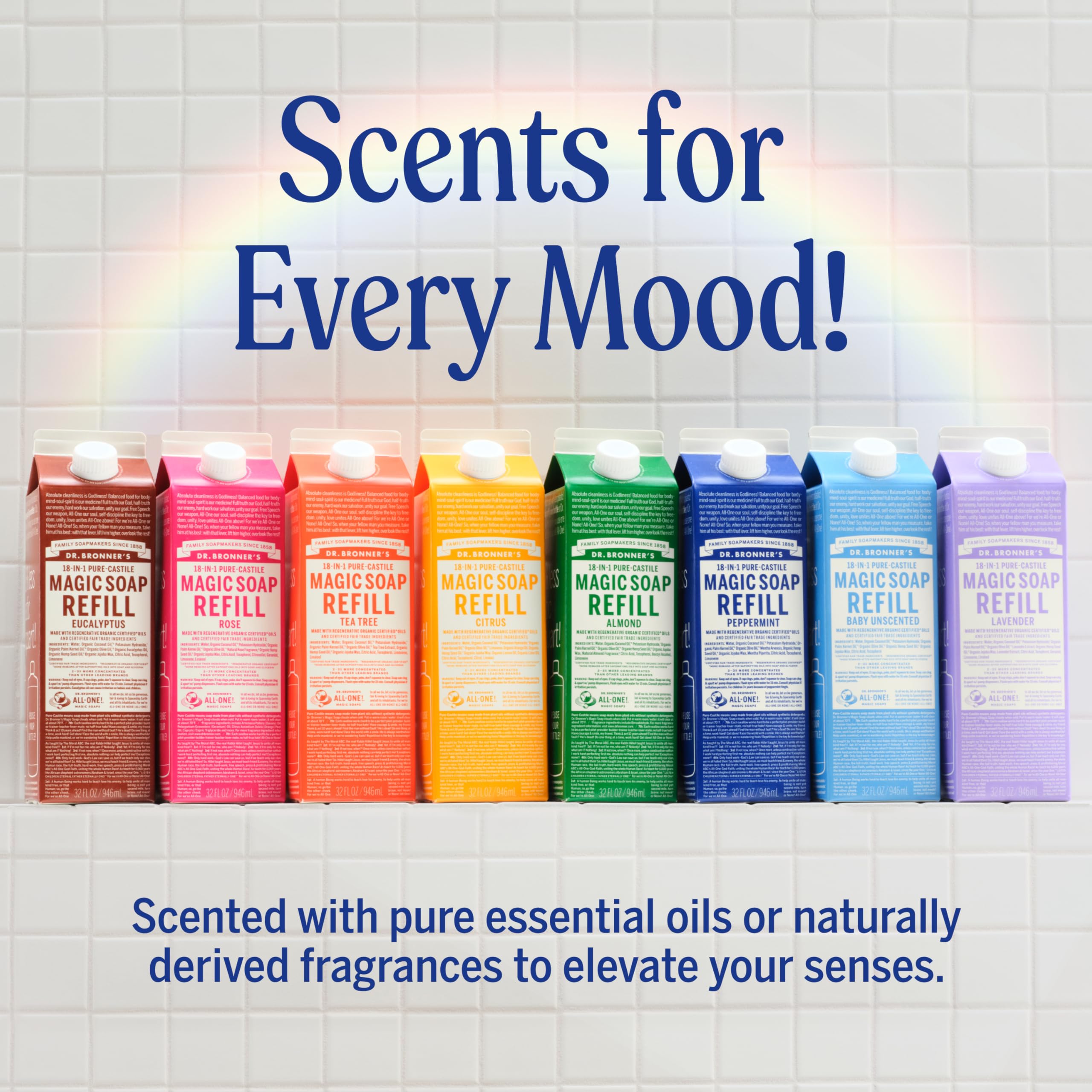 Dr. Bronner’s Citrus Castile Soap concentrate label highlighting 18-in-1