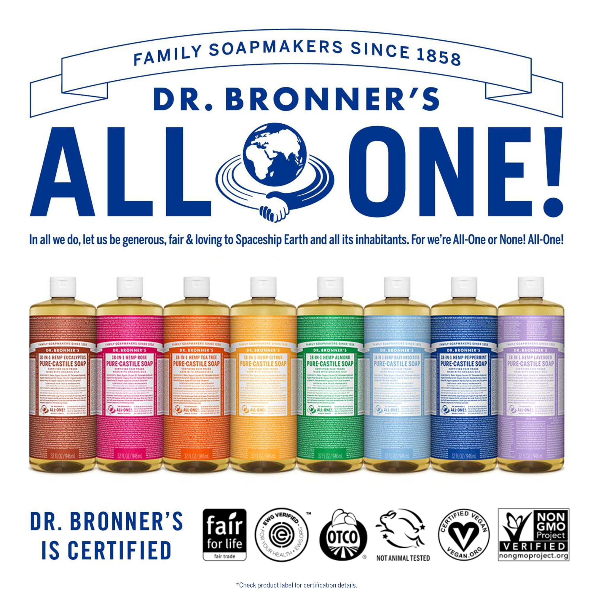 Gentle cleaning option for pets using Dr. Bronner's Peppermint soap.