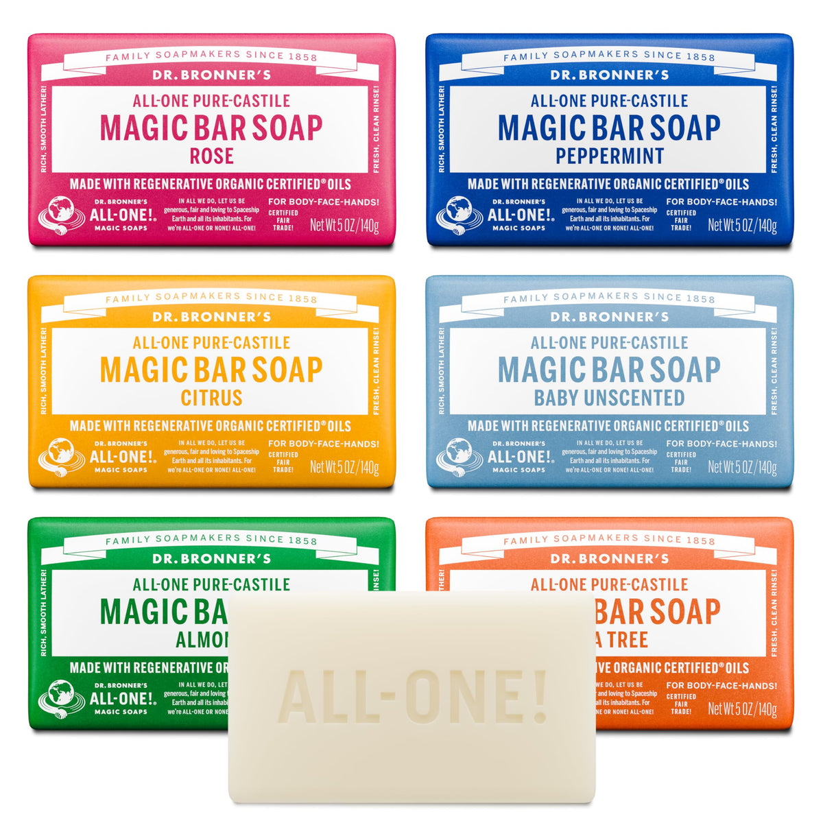 Dr. Bronner's Almond Bar for a gentle, nourishing cleanse