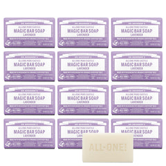 Dr. Bronner's Lavender Pure-Castile bar soap provides rich lather for refreshing cleansing.