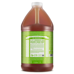 Dr. Bronner's Lemongrass Sugar Soap bottle with refreshing aroma for daily cleansing